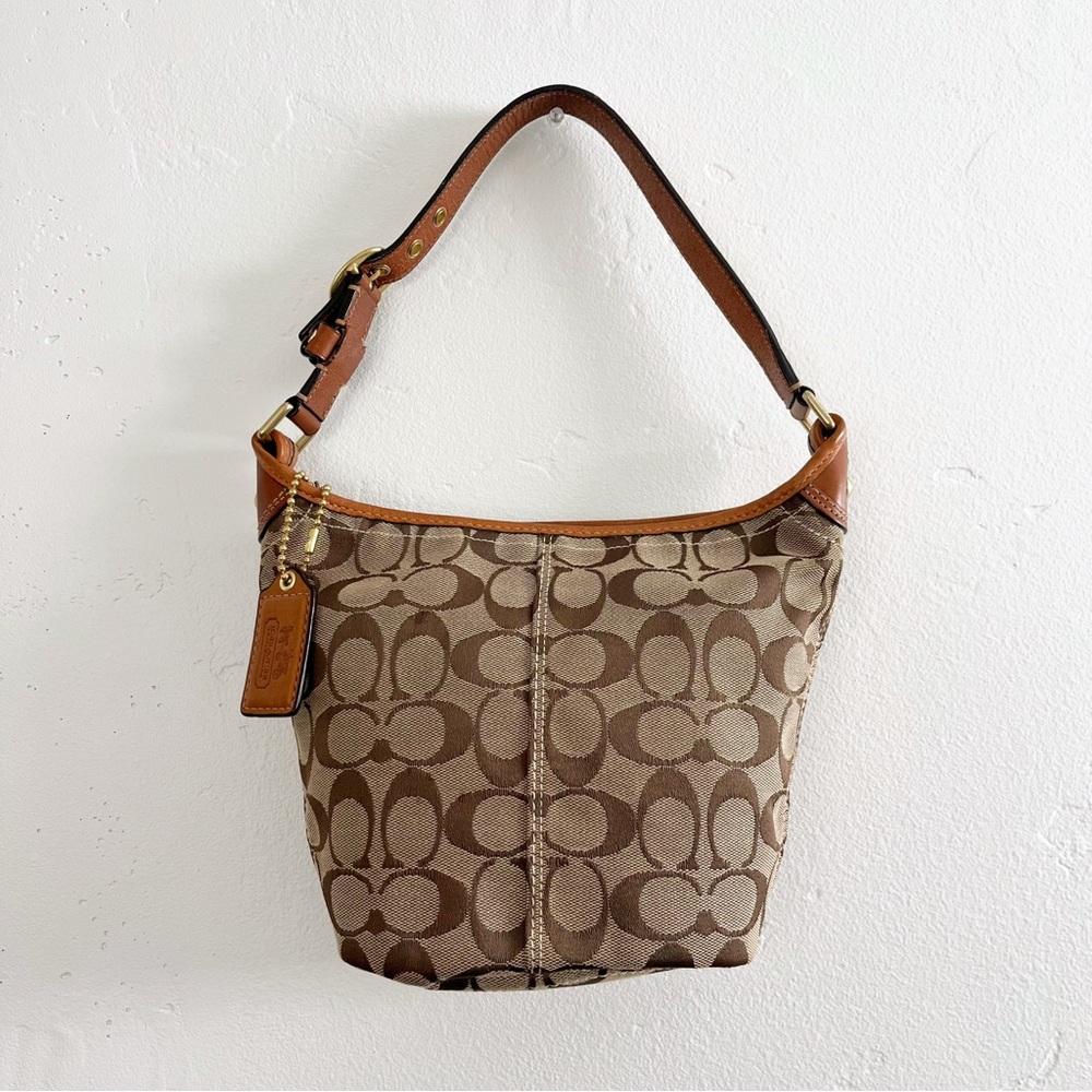 Y2K Coach Signature Canvas Bleeker Hobo Bucket Shoulder Bag